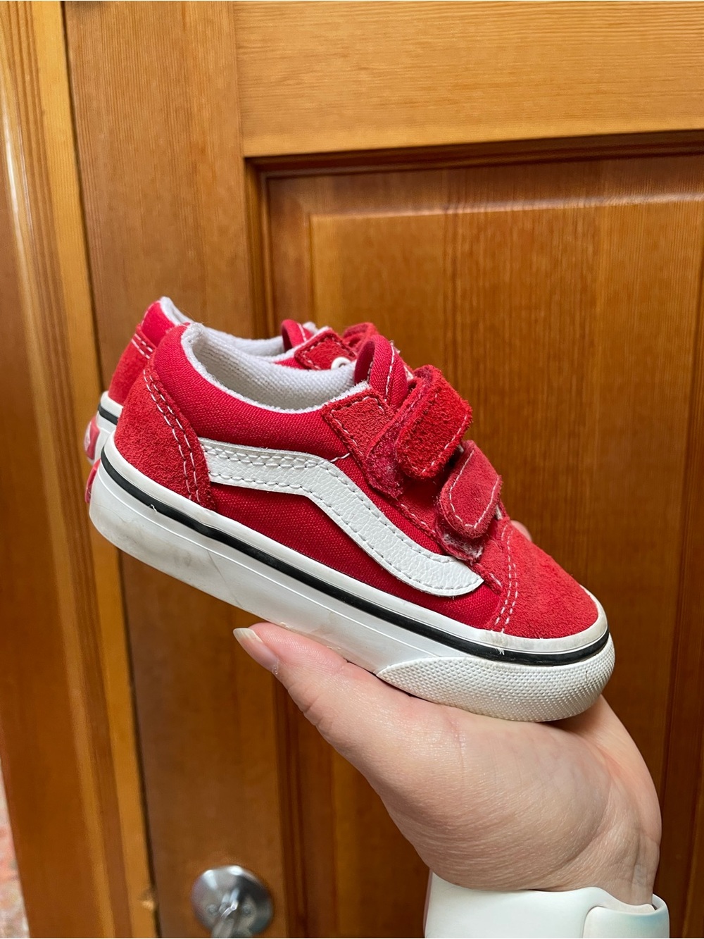 Red Toddler Velcro Vans sz 6